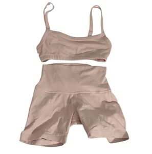 Aritzia Light Pink Sports Bra and Shorts Set